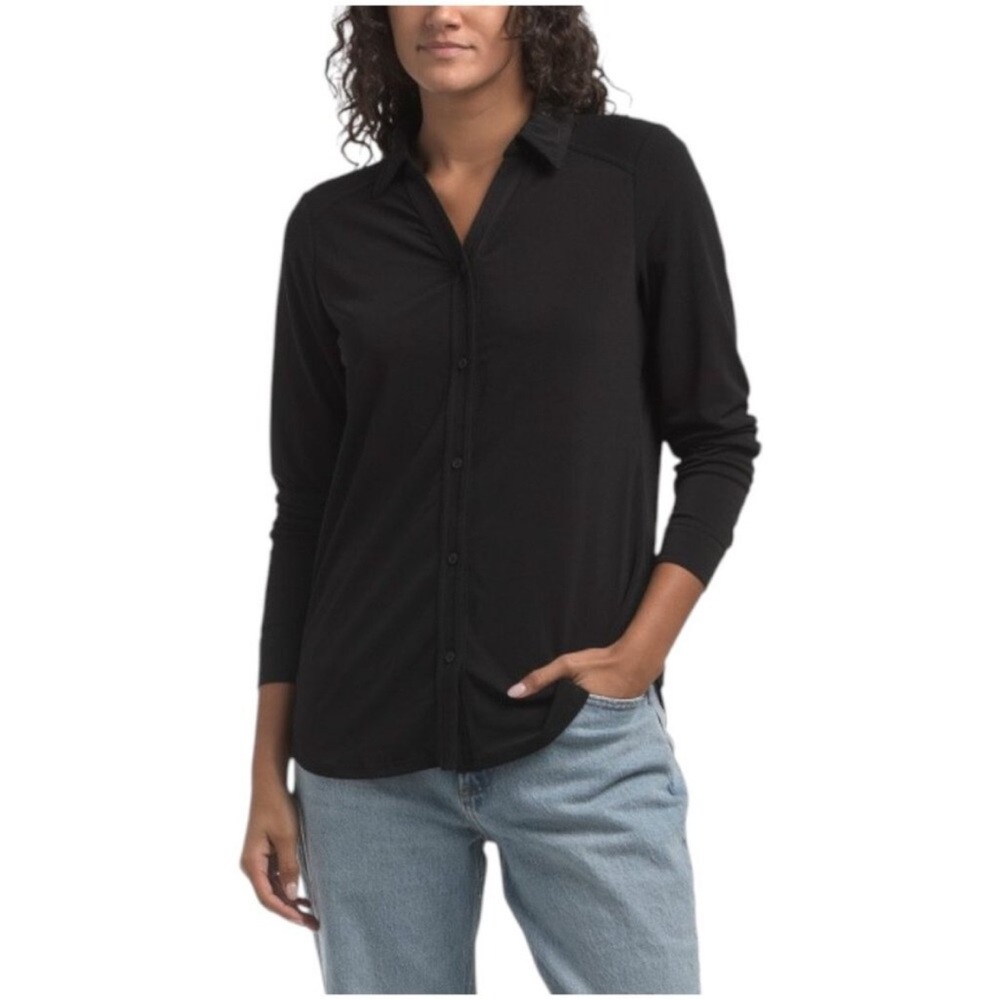 Adrianna Papell Black Button Down Blouse Size XXL